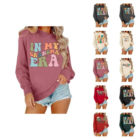 In My Grandma Era Sweatshirts for Women Long Sleeve Crewneck Grandma Sweatshirt Mothers Day Pullover Tops