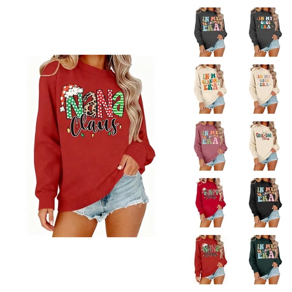 In My Grandma Era Sweatshirts for Women Long Sleeve Crewneck Grandma Sweatshirt Mothers Day Pullover Tops