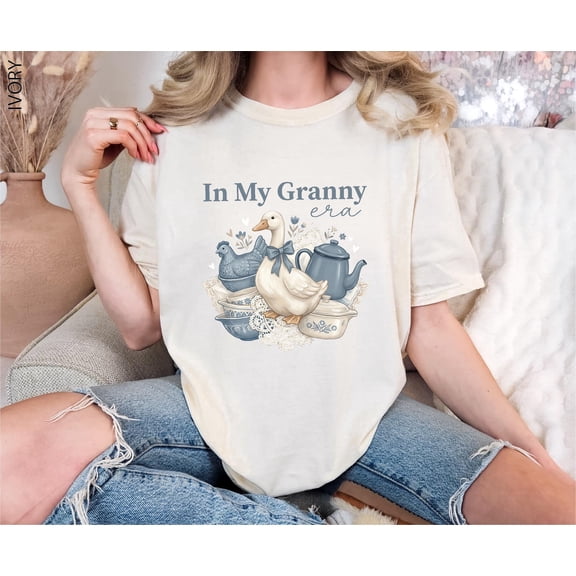 In My Granny Era Shirt, Vintage 80s Goose Tee, Funny Blue Ribbon Goose Shirt, Retro Kitchen Shelf Art Shirt, Grandma Core,