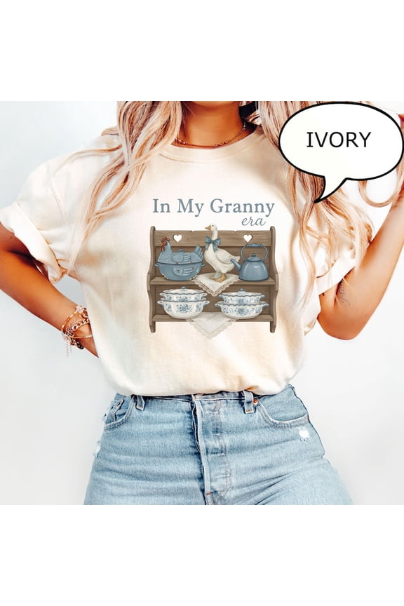 In My Granny Era T-Shirt, Cottagecore Vintage Grandma Aesthetic Graphic Tee, Comfort Colors Unisex Cotton T-Shirt, Size S-3XL