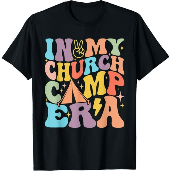 In My Groovy Church Camp Era Summer Vacation Camping Squad T-Shirt