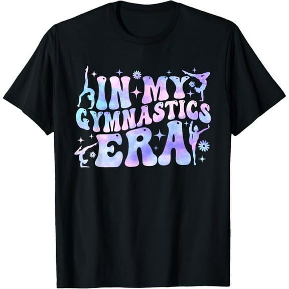 In My Gymnastics Era Women Girls Retro Gymnast Exercise T-ShirtMen and women, Black T-shirt, size: Extra large S-4XL