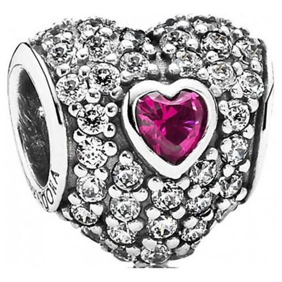 In My Heart Clear CZ & Synthetic Ruby Charm - Red