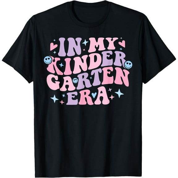 In My Kindergarten Era Groovy Back to School Teacher Student T-Shirt,Black