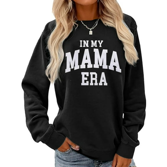 In My Mama Era Print Mama Shirt Long Sleeve Shirts For Women