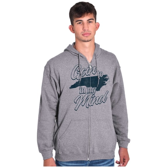 In My Mind Going to North Carolina Unisex Fleece Graphic Zip Up Hoodie Brisco Brands 4X