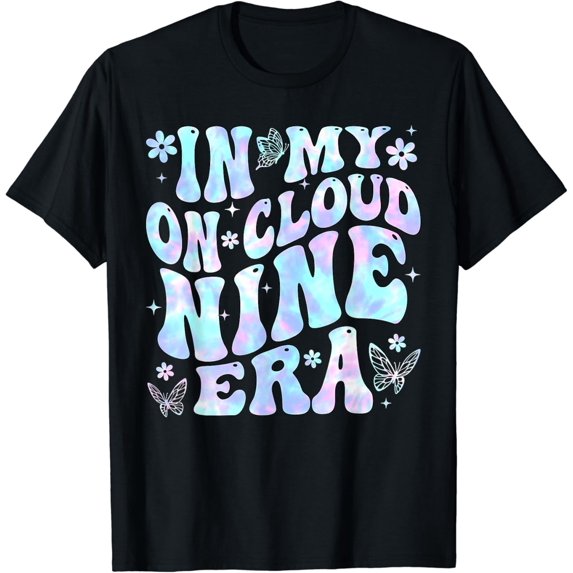 In My On Cloud Nine Era Retro Floral and Butterfly Design Graphic T shirt Unisex Tee