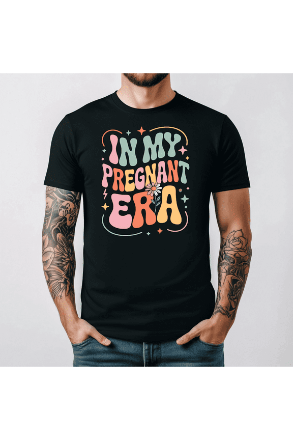 In My Pregnant Era Funny Expecting Mom Pregnancy Reveal Tee V14090,for men and women up to 5XL