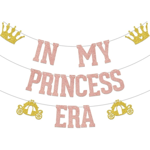 In My Princess Era Banner,Happy Birthday Princess Party Decor,Baby Shower Gender Reveal For Girls Welcome Baby Girl Party Decor Supplies Rose Gold