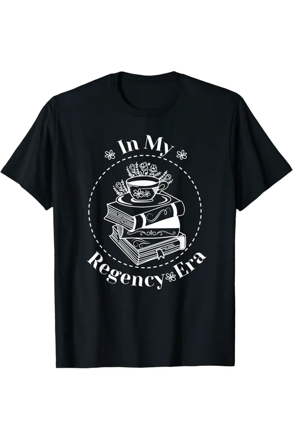 In My Regency Era Books Flowers Tea Cup T-Shirt, Unisex T-Shirt