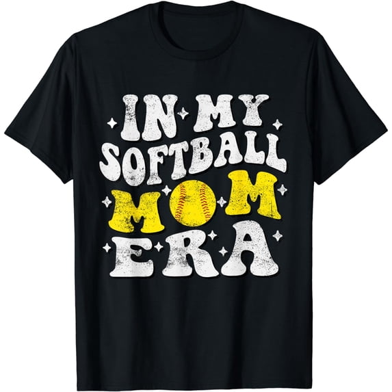 In My Softball Mom Era -Funny Player Softball Mom Dad Groovy T-Shirt