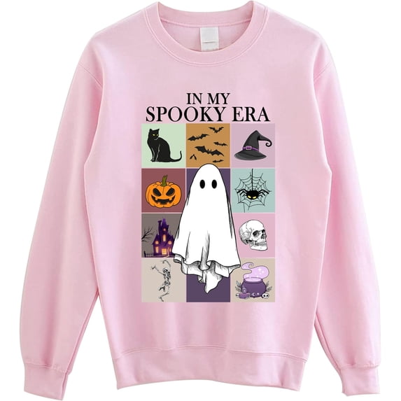 In My Spooky Era Halloween Graphic Sweatshirt, Ghost Print Pullover Crewneck