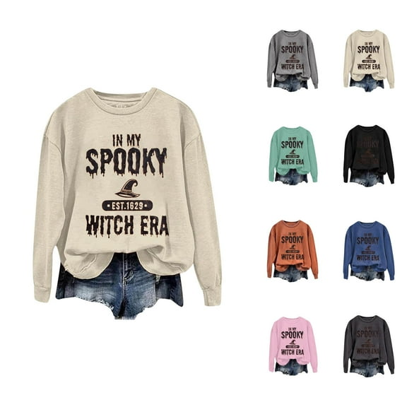 In My Spooky Witch Era Halloween Sweatshirts for Women 2025 Long Sleeve Crewneck Witch Graphic Sweatshirt Pullover Top