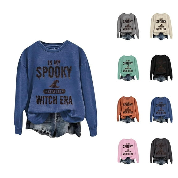 In My Spooky Witch Era Halloween Sweatshirts for Women 2025 Long Sleeve Crewneck Witch Graphic Sweatshirt Pullover Top