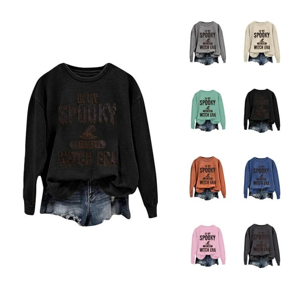 In My Spooky Witch Era Halloween Sweatshirts for Women 2025 Long Sleeve Crewneck Witch Graphic Sweatshirt Pullover Top