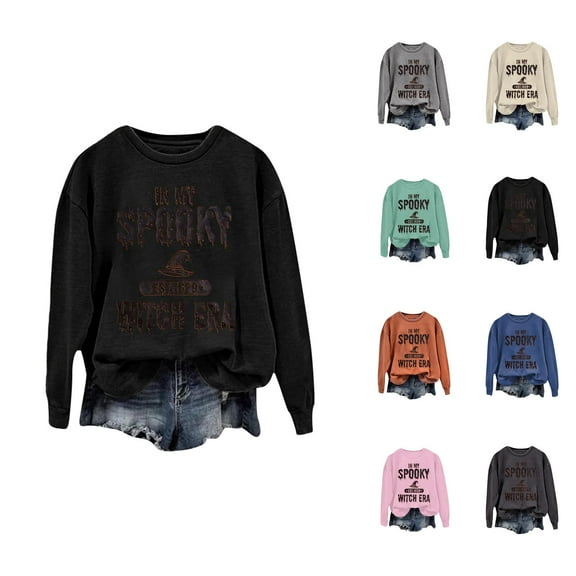 In My Spooky Witch Era Halloween Sweatshirts for Women 2025 Long Sleeve Crewneck Witch Graphic Sweatshirt Pullover Top
