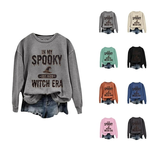 In My Spooky Witch Era Halloween Sweatshirts for Women 2025 Long Sleeve Crewneck Witch Graphic Sweatshirt Pullover Top