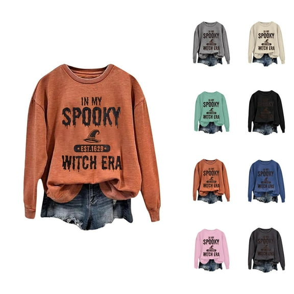 In My Spooky Witch Era Halloween Sweatshirts for Women 2025 Long Sleeve Crewneck Witch Graphic Sweatshirt Pullover Top
