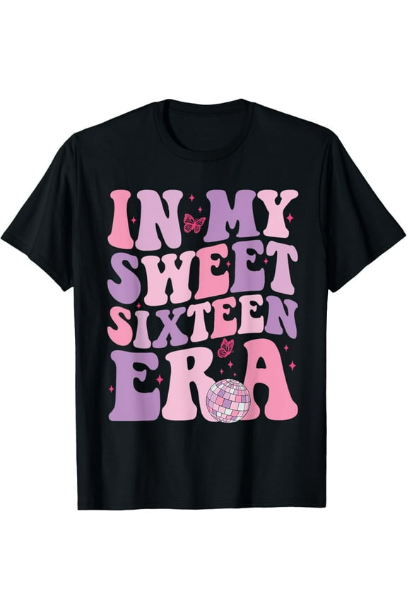 In My Sweet Sixteen Era 16th Birthday Groovy Retro Boy Girl T-Shirt
