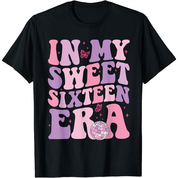 In My Sweet Sixteen Era 16th Birthday Groovy Retro Boy Girl T-Shirt