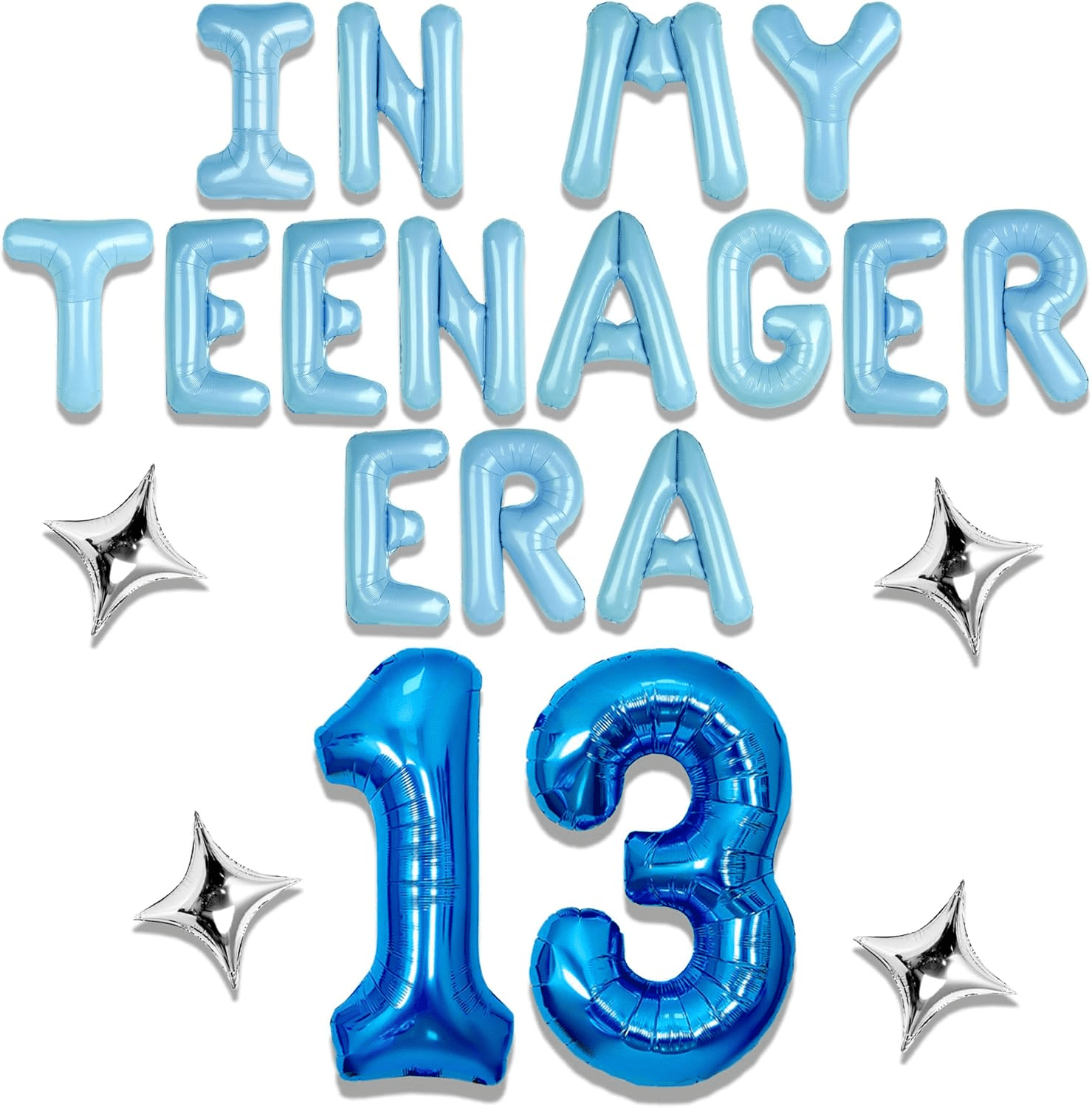 In My Teenager Era Banner Balloons Dancing Queen Birthday Party Banner for Teenage Teal Blue 13th Birthday Party Decorations
