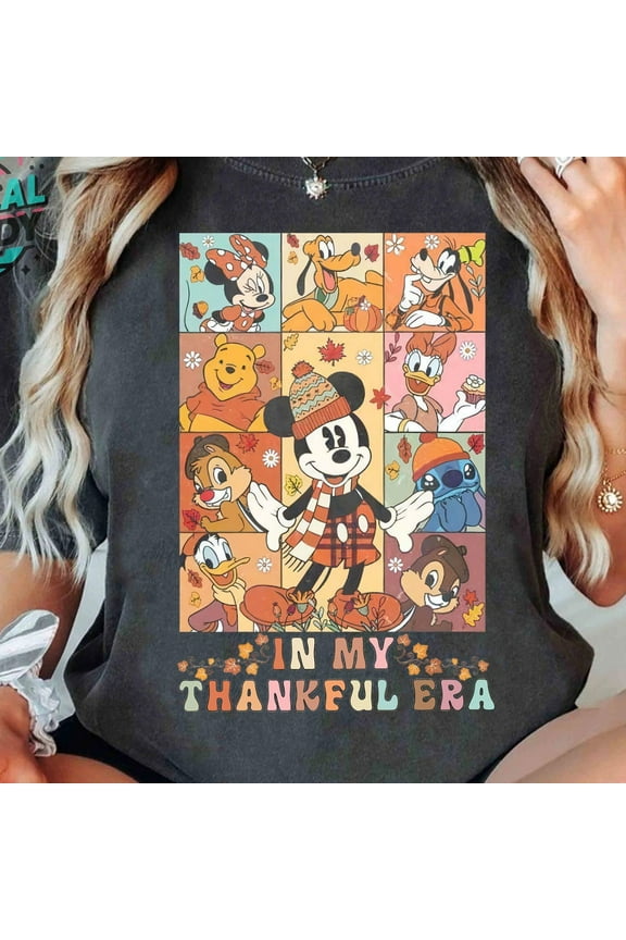 In My Thankful Era Disney Autumn Leaves Pumpkin Spice Shirt, Mickey & Friends Fall Vibes Tshirt, Disneyland Fall Autumn 2024 Trip Gift, S-5XL Shirt