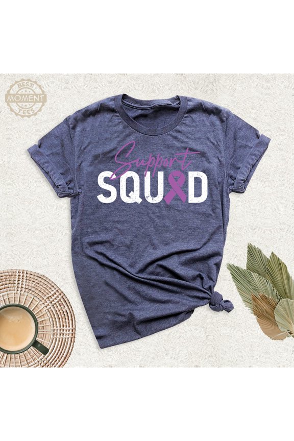 In November We Wear Purple Support Squad Ribbon Warrior Team Shirts Pancreatic Cancer Epilepsy Motivational Tees T-Shirt All Size S-4Xl