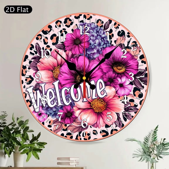 In October Even Witches Wear Pink Round Wall Clock Silent Breast Cancer Awareness Halloween Decor