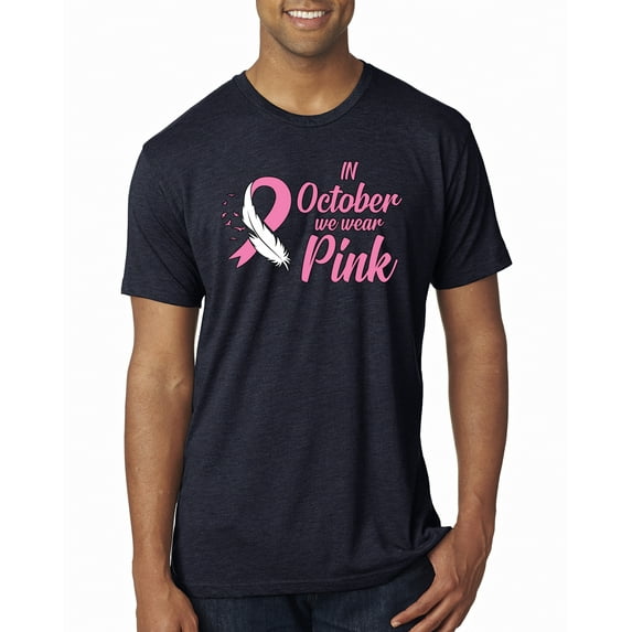 In October We Wear Pink Awareness Mens Premium Tri Blend T-Shirt, Vintage Navy, 2XL