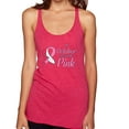 thumbnail image 1 of In October We Wear Pink Awareness Tri-Blend Racerback Tank Top, Shocking Pink, Large, 1 of 3