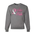 thumbnail image 1 of In October We Wear Pink Awareness Unisex Crewneck Graphic Sweatshirt, Heather Grey, 3XL, 1 of 3