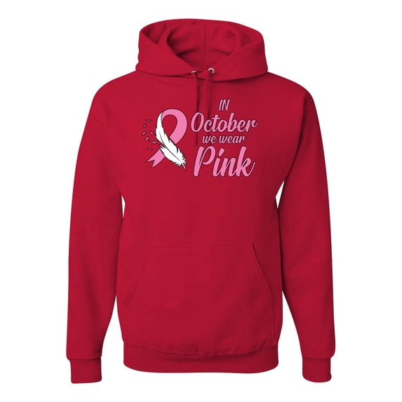 In October We Wear Pink Awareness Unisex Graphic Hoodie Sweatshirt, Red, 2XL