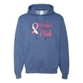 thumbnail image 1 of In October We Wear Pink Awareness Unisex Graphic Hoodie Sweatshirt, Vintage Heather Blue, 2XL, 1 of 3