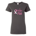 thumbnail image 1 of In October We Wear Pink Awareness Womens Graphic T-Shirt, Charcoal, Large, 1 of 3