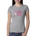 thumbnail image 1 of In October We Wear Pink Awareness Womens Slim Fit Junior Tee, Heather Grey, Large, 1 of 3