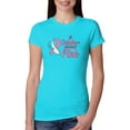 thumbnail image 1 of In October We Wear Pink Awareness Womens Slim Fit Junior Tee, Tahiti Blue, 2XL, 1 of 3