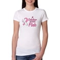 thumbnail image 1 of In October We Wear Pink Awareness Womens Slim Fit Junior Tee, White, Small, 1 of 3