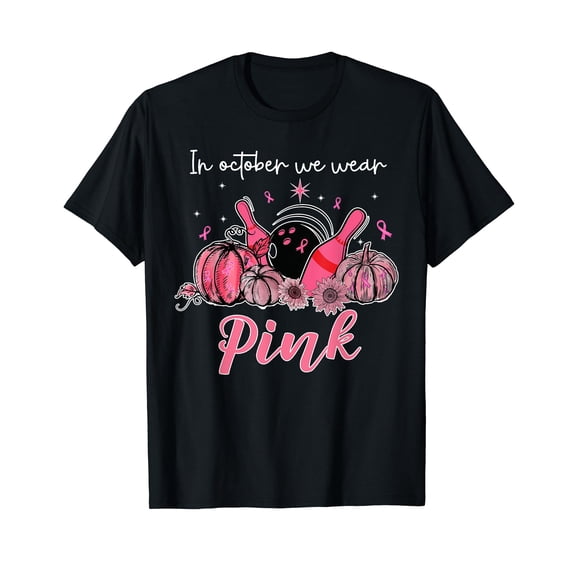 In October We Wear Pink Bowling Breast Cancer Awareness T-Shirt