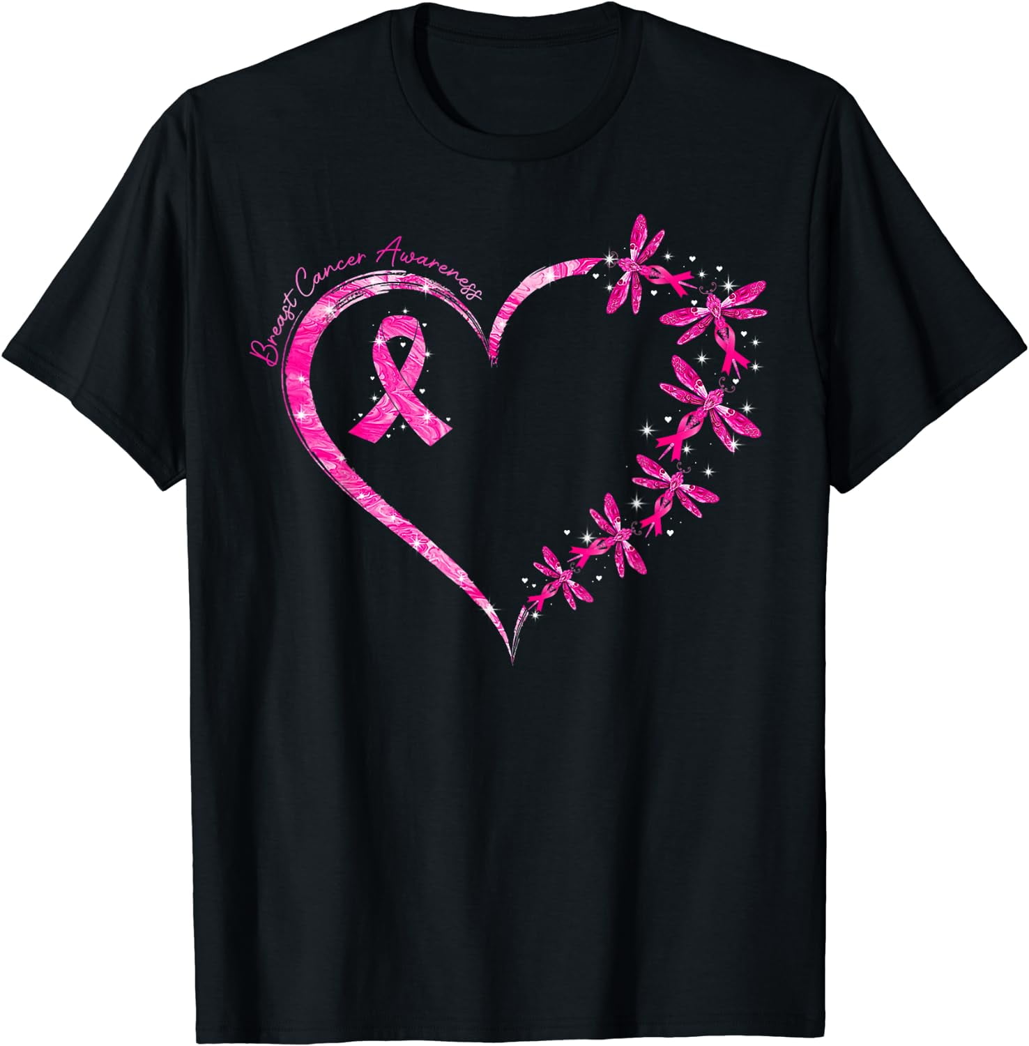 In October We Wear Pink Breast Cancer Awareness Dragonfly T-Shirt ...