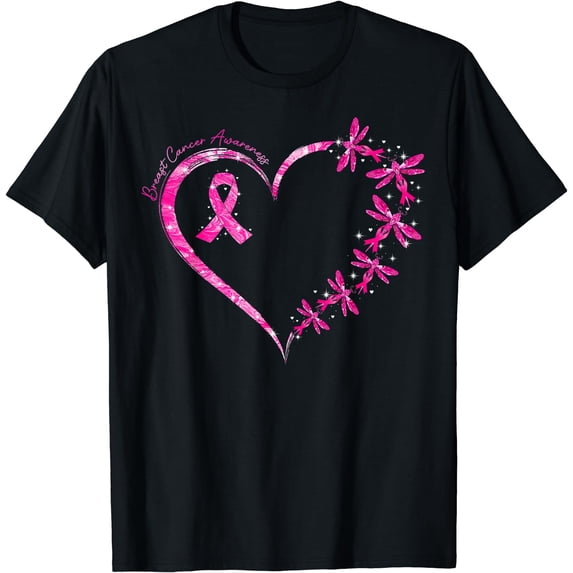In October We Wear Pink Breast Cancer Awareness Dragonfly T-Shirt