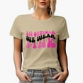 thumbnail image 1 of In October, We Wear Pink, Breast Cancer Awareness Quote, Groovy Retro Wavy Text Merch Gift, Tan T-Shirt, 3XL, 1 of 5