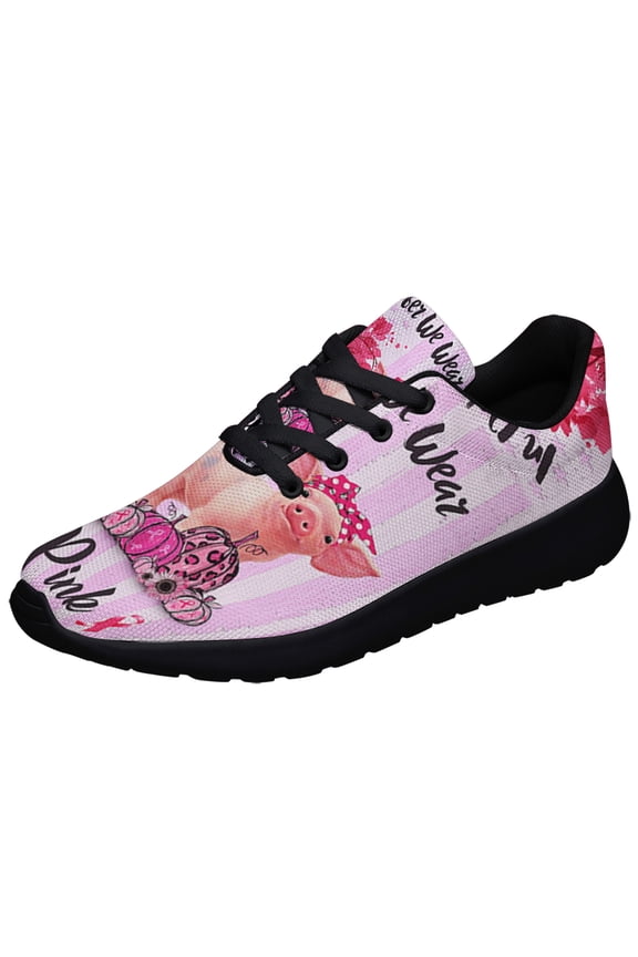 In October We Wear Pink Breast Cancer Awareness Shoes Sneakers for Women Men Black Size 3.5