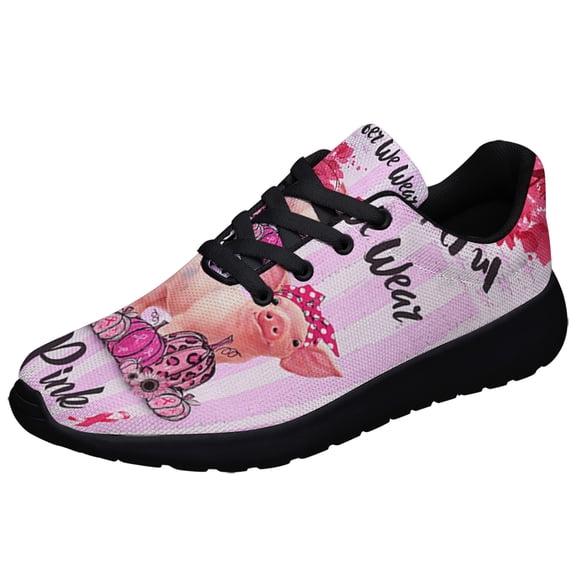 In October We Wear Pink Breast Cancer Awareness Shoes Sneakers for Women Men Black Size 6