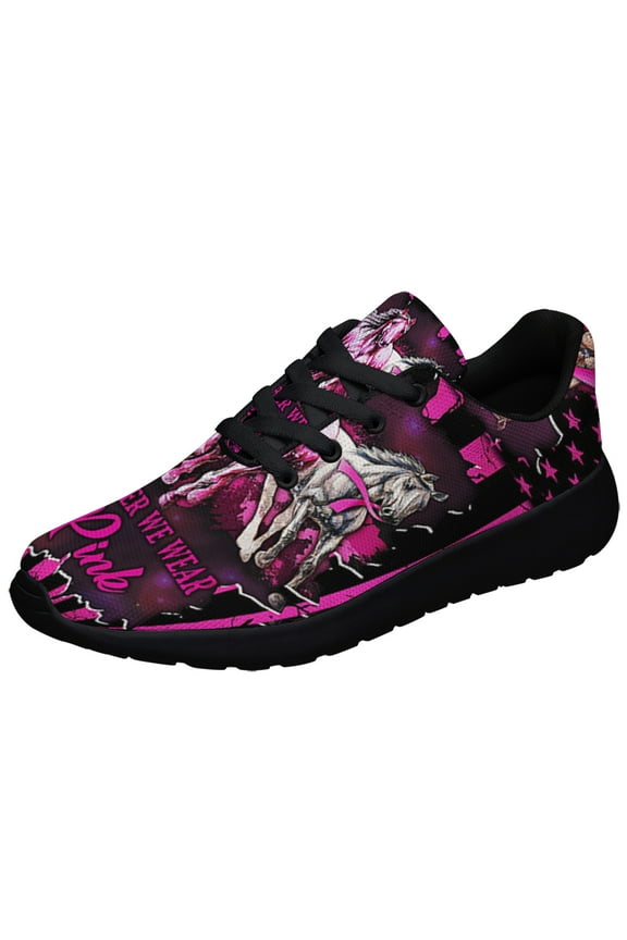 In October We Wear Pink Breast Cancer Awareness Shoes Sneakers for Women Men Black Size 6