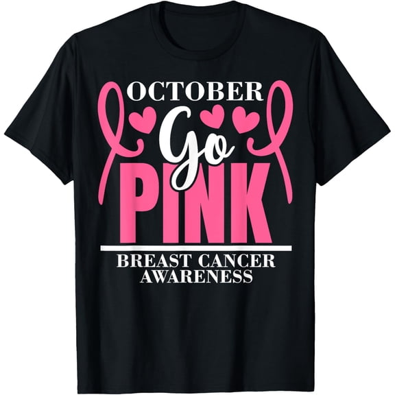 In October We Wear Pink Breast Cancer Awareness Support T-Shirt