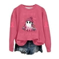 thumbnail image 1 of In October We Wear Pink Halloween Ghost Sweatshirts for Women 2025 Cancer Awareness Sweatshirt Pullover Tops, 1 of 4