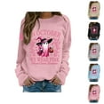 thumbnail image 1 of In October We Wear Pink Halloween Sweatshirts for Women Cancer Awareness Ghost Graphic Crewneck Sweatshirt, 1 of 6