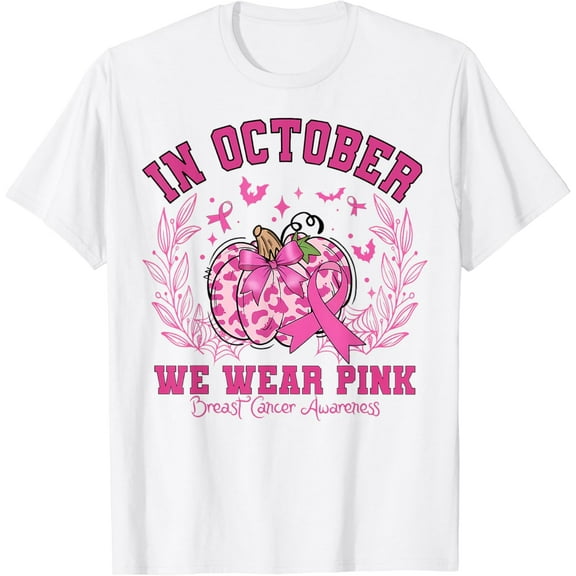 In October We Wear Pink Pumpkin Breast Cancer Awareness T-Shirt