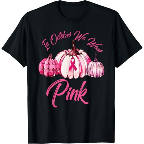 In October We Wear Pink Pumpkin Breast Cancer Halloween T-Shirt
