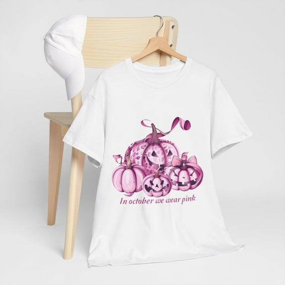 In October We Wear Pink Shirt, Support Pink Pumpkin T-Shirt ID-0730-U8E8